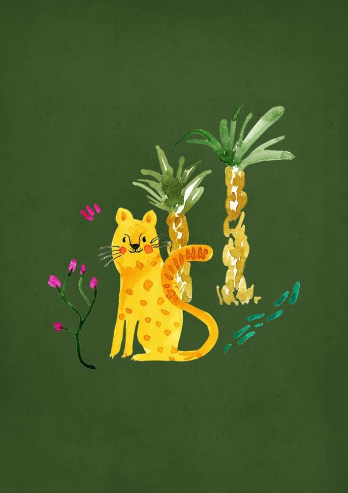 Smiling Safari Cat by Abigail Morales — canvas wall art