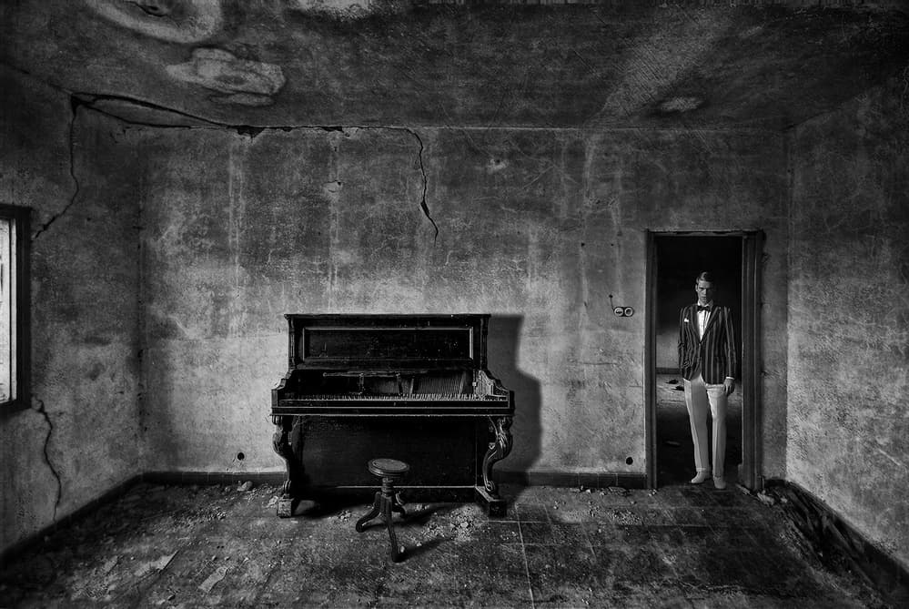 Mysterious Man Abandoned Piano by Jose C. Lobato — canvas wall art