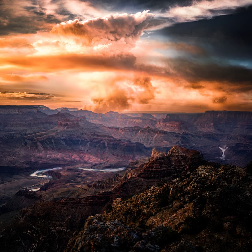 Dramatic Grand Canyon Sunset by Chao Feng 天馬 — canvas wall art