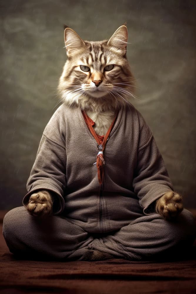 Meditating Zen Cat by Justyna Jaszke — canvas wall art