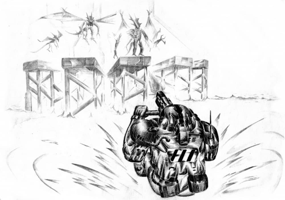 Mech Versus Monsters by Kulik — canvas wall art