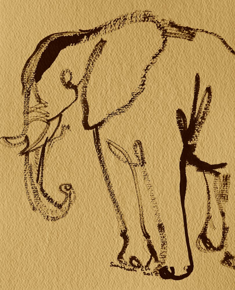 Minimalist Elephant Sketch by Santhosh ch — canvas wall art