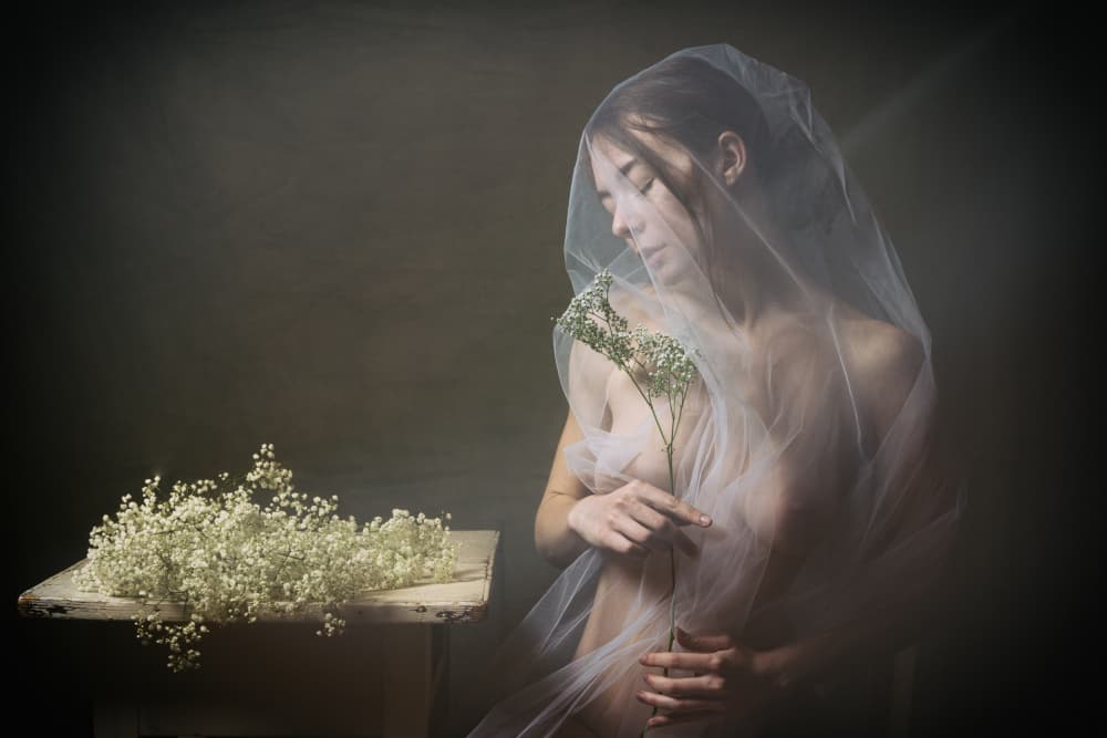 Serene Veiled Floral Portrait by Ruth Franke — canvas wall art