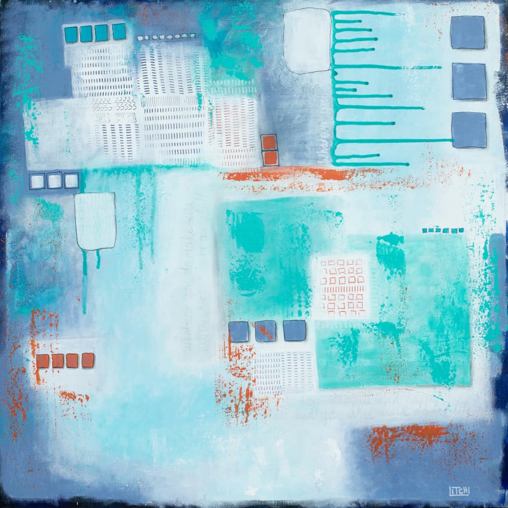 Abstract Teal Geometry by Lillian Christiansson — canvas wall art