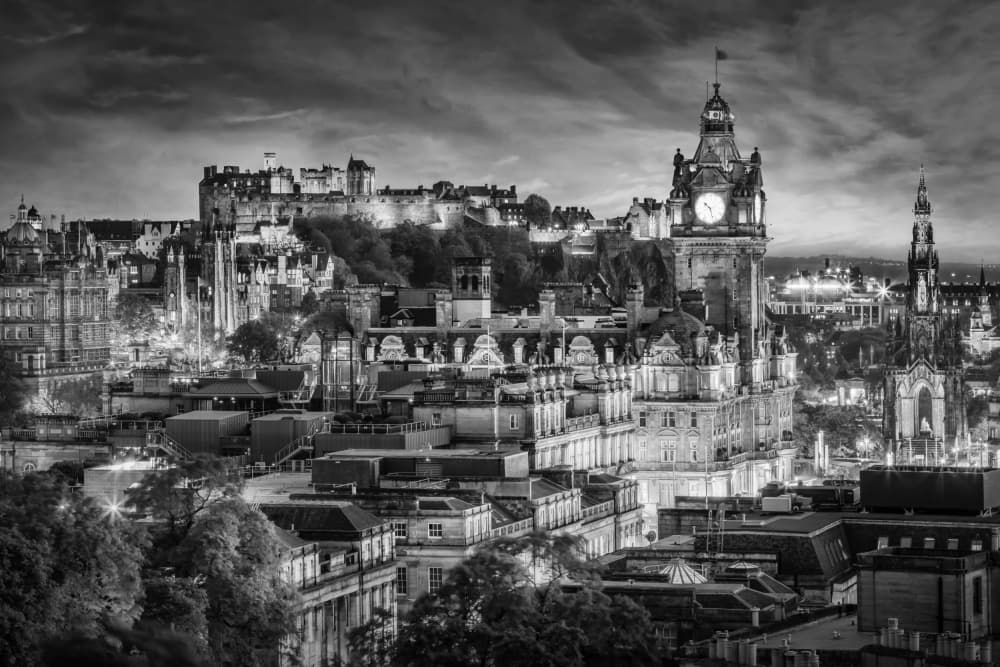 Historic Edinburgh Night by Melanie Viola — canvas wall art