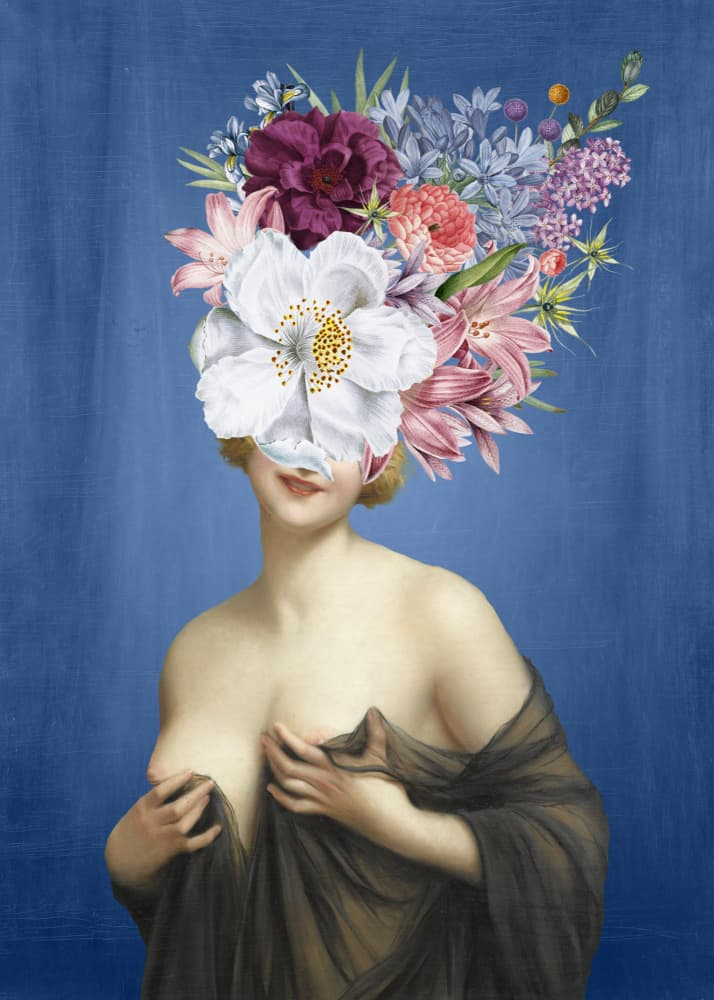 Floral Nude Portrait by Marja van den Hurk — canvas wall art