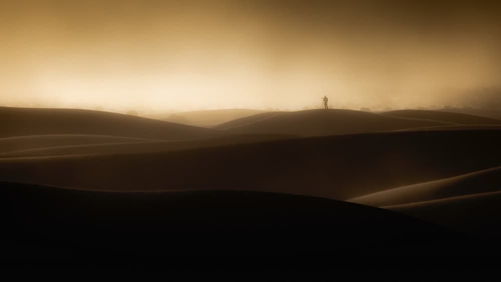 Misty Desert Horizon by Jianshu — canvas wall art