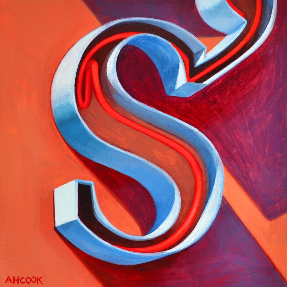Vibrant Neon Letter S by Amanda Hope Cook — canvas wall art
