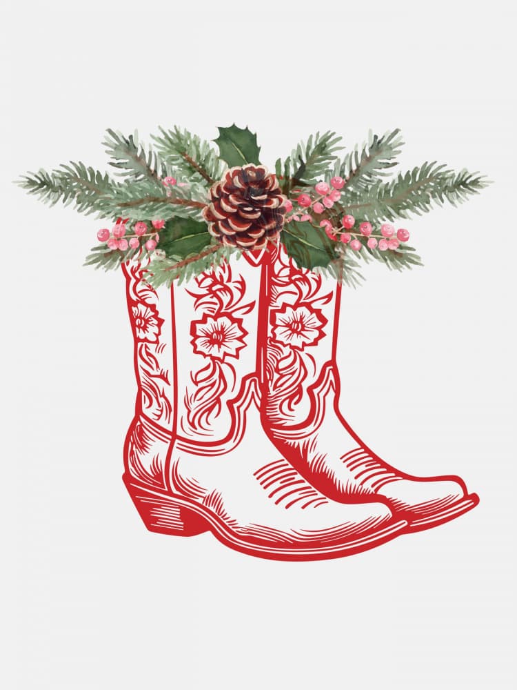 Christmas Cowboy Boots by Jolly and Dash — canvas wall art