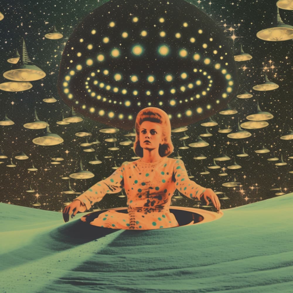 Vintage Space Encounter by Samantha Hearn — canvas wall art