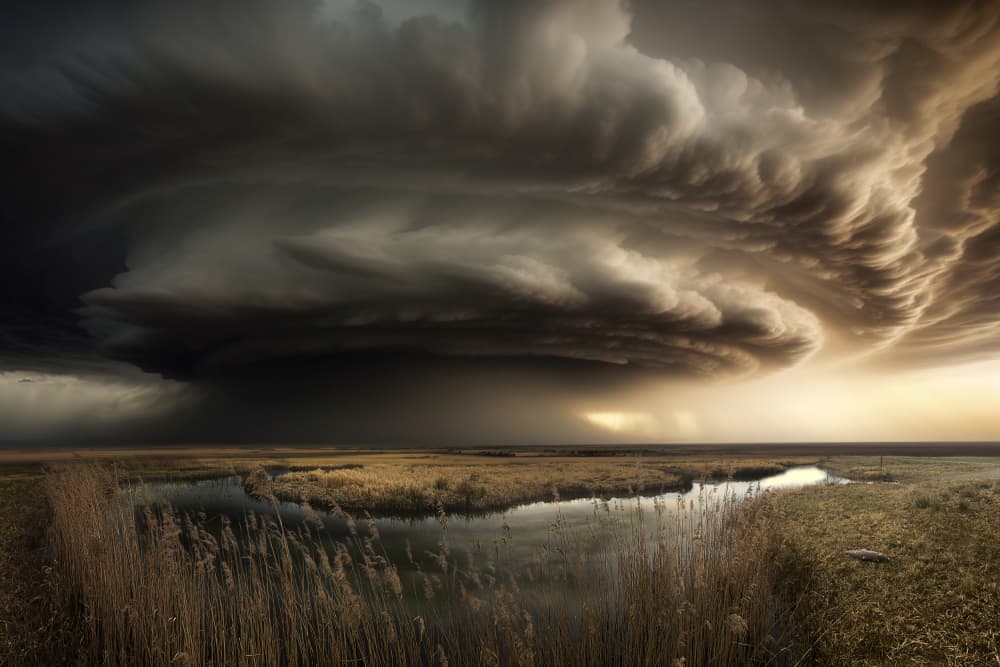 Dramatic Storm Over Wetlands by Marcel Egger — canvas wall art