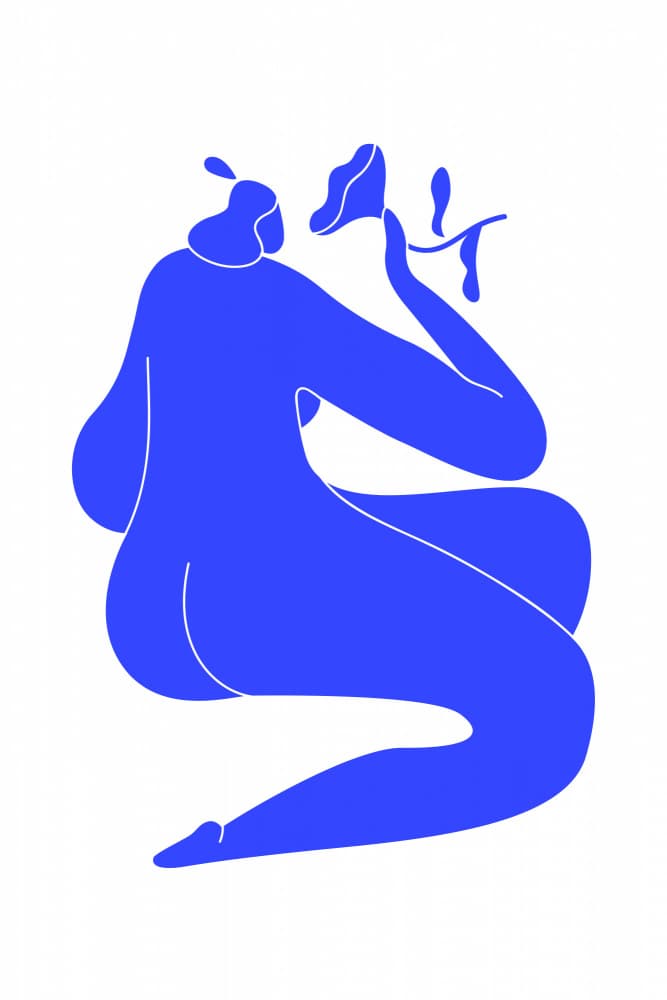 Minimalist Blue Woman With Plant by jay stanley — canvas wall art