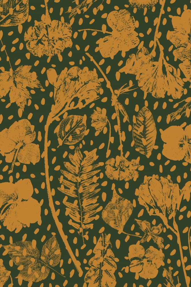 Green Gold Botanical Pattern by Treechild — canvas wall art