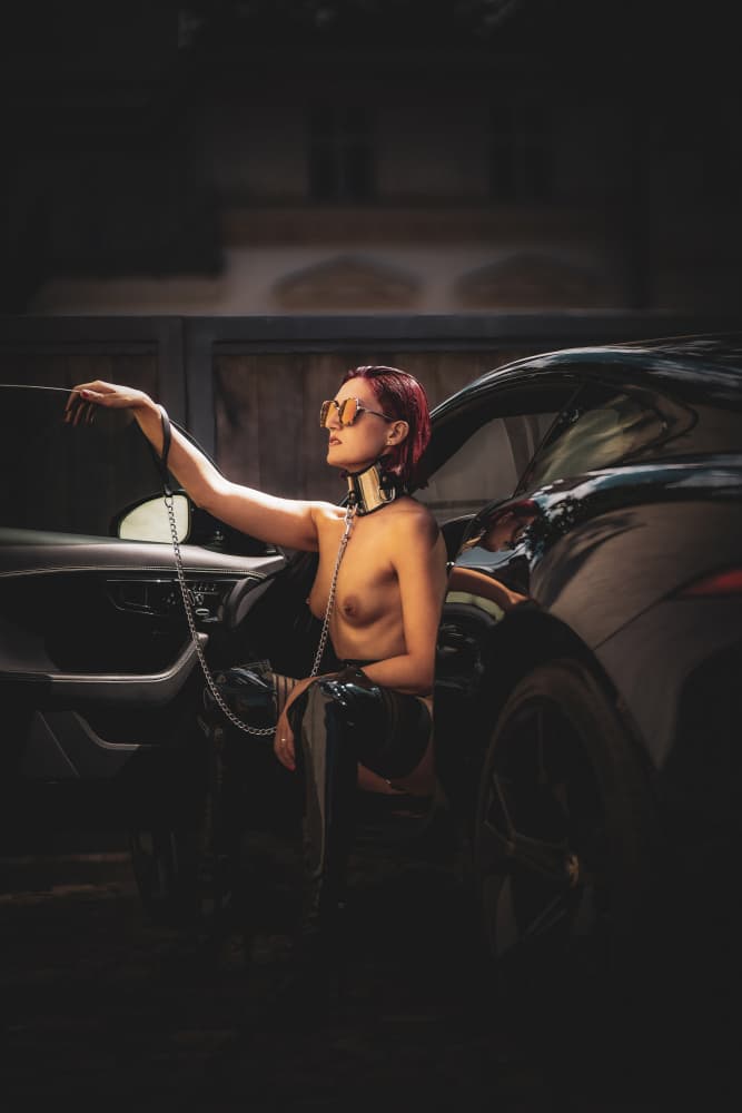 Dark Luxury Car Woman by James Graf — canvas wall art