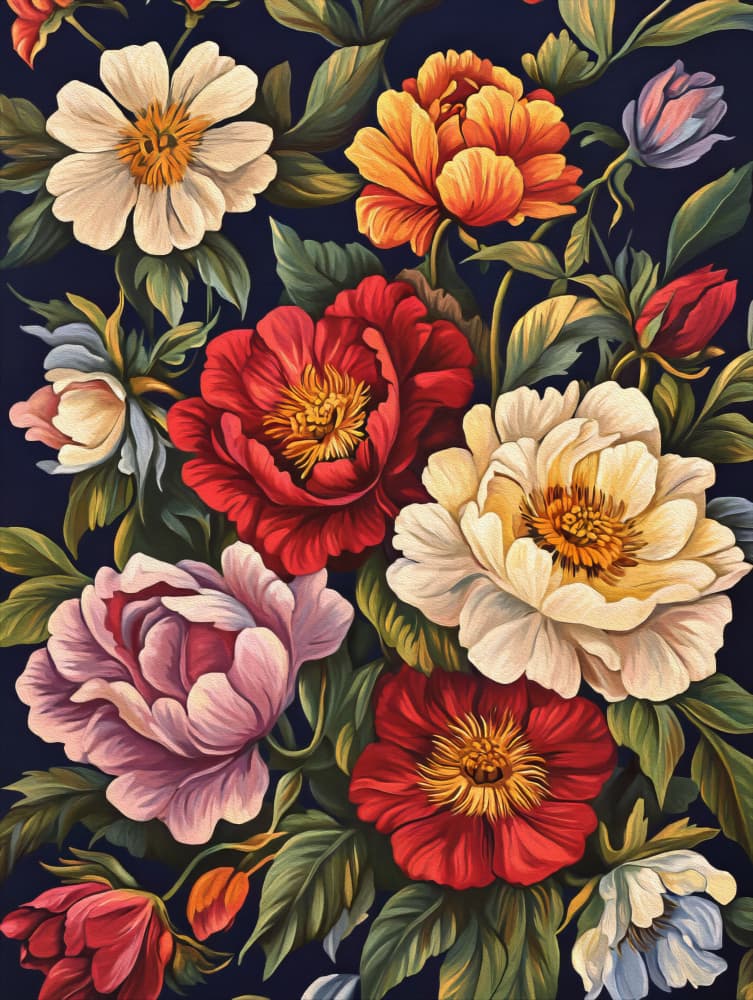 Vibrant Floral Bouquet by Bilge Paksoylu — canvas wall art
