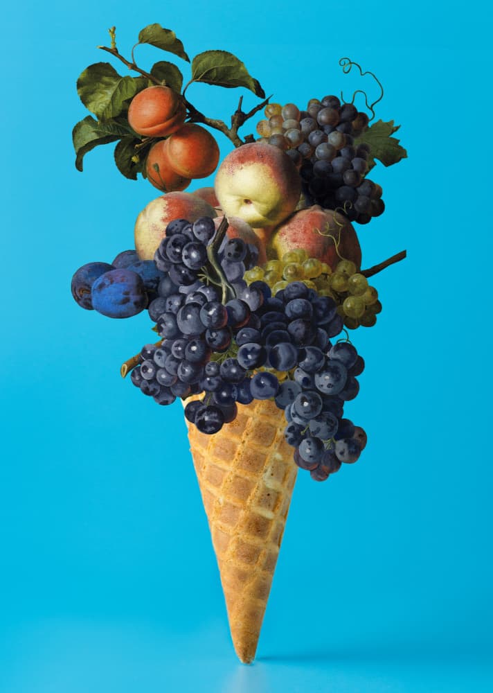 Vibrant Fruit Cone by Marja van den Hurk — canvas wall art