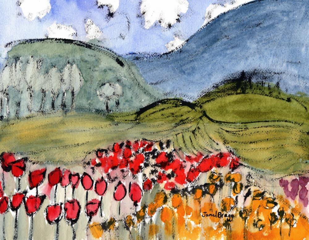 Vibrant Tulip Fields by Janel Bragg — canvas wall art