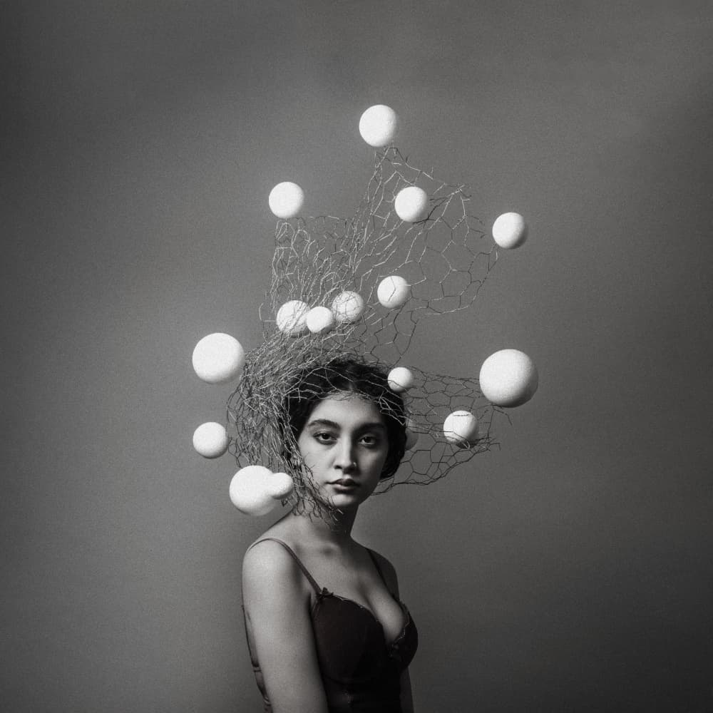 Enigmatic Bubbles Portrait by Hooman Sedaghi — canvas wall art