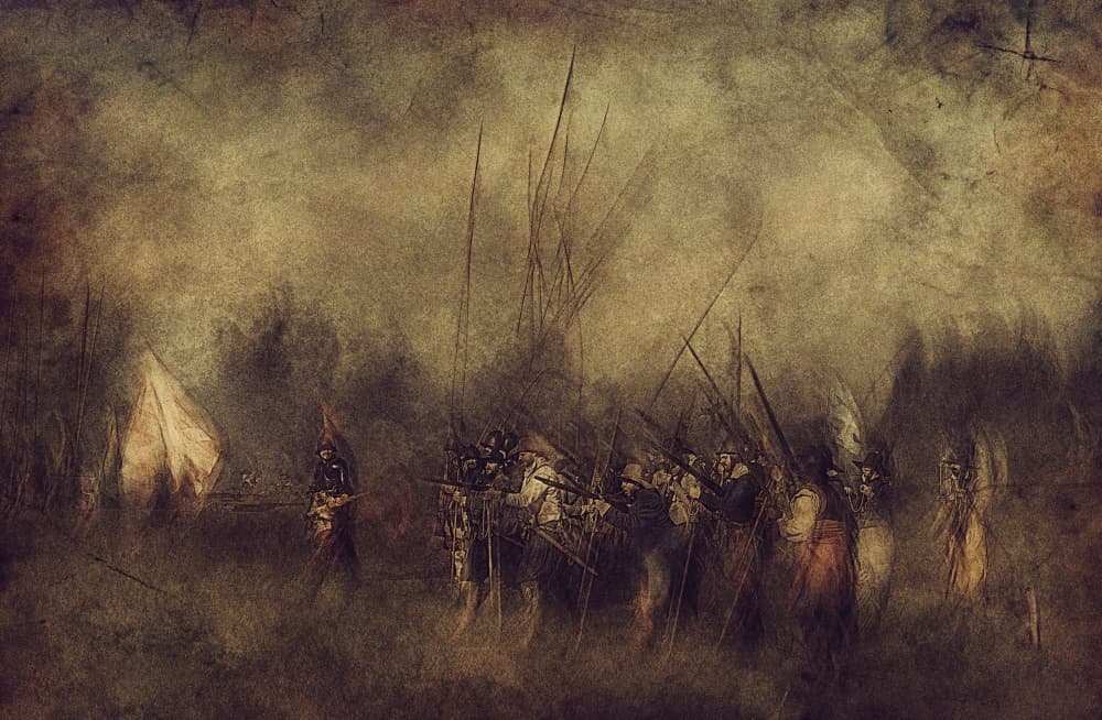 Dark Historical Battle by Jan van der Linden — canvas wall art
