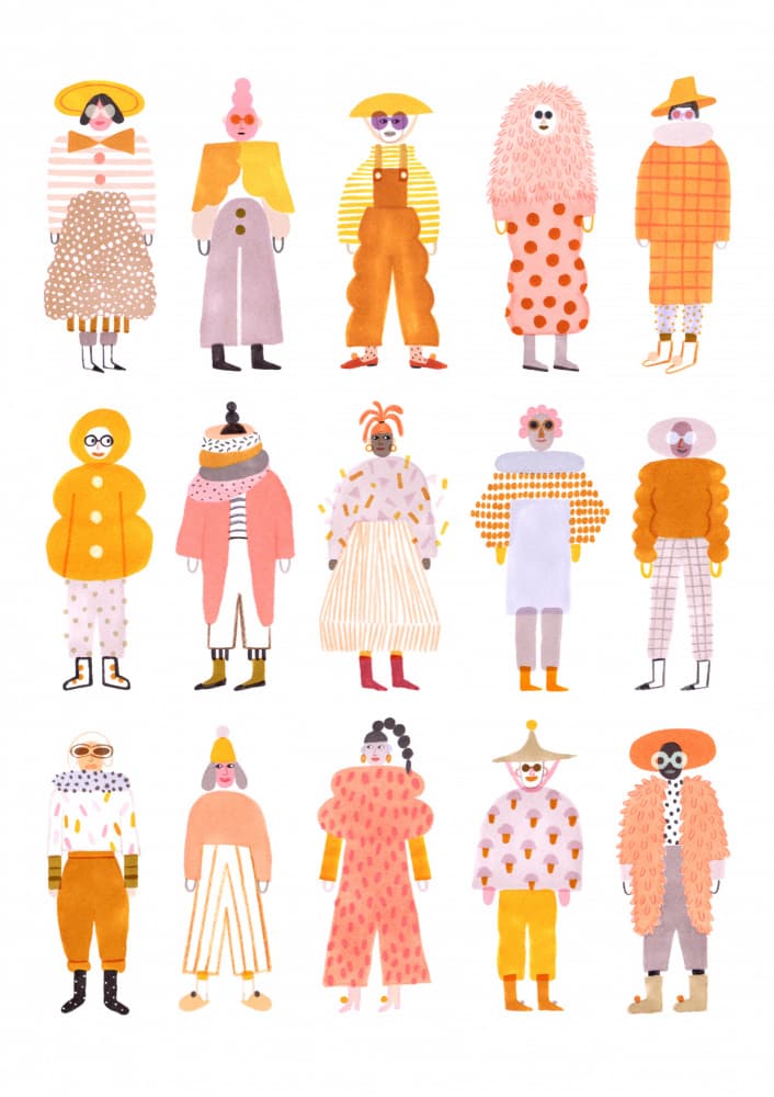 Whimsical Fashion Characters by Ilka Meszely — canvas wall art