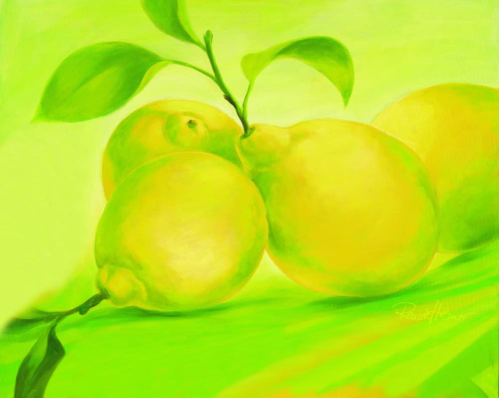 Vibrant Green Lemons by Renate Holzner — canvas wall art