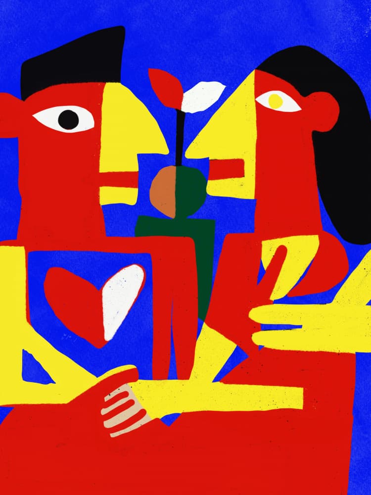 Vibrant Abstract Lovers by Little Dean — canvas wall art