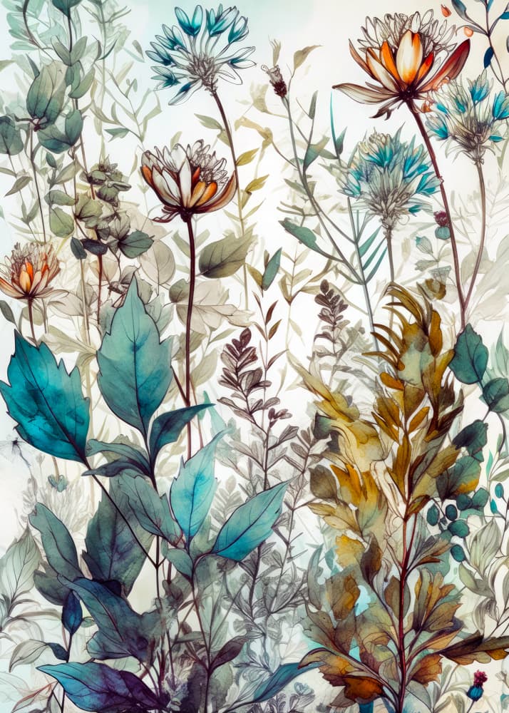 Watercolor Floral Meadow by Justyna Jaszke — canvas wall art