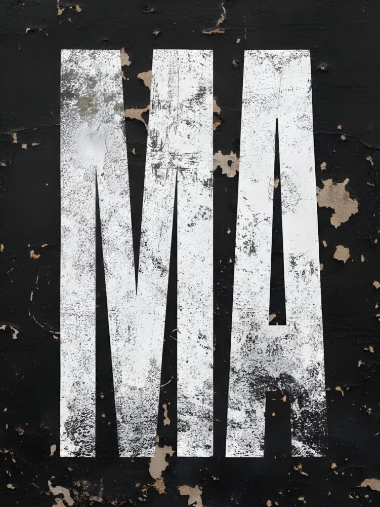 Grungy MA Letters by HUGO — canvas wall art