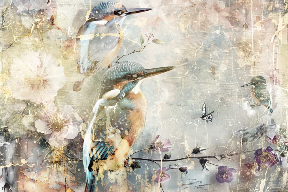Vintage Kingfisher Dream by Rafal Kulik — canvas wall art