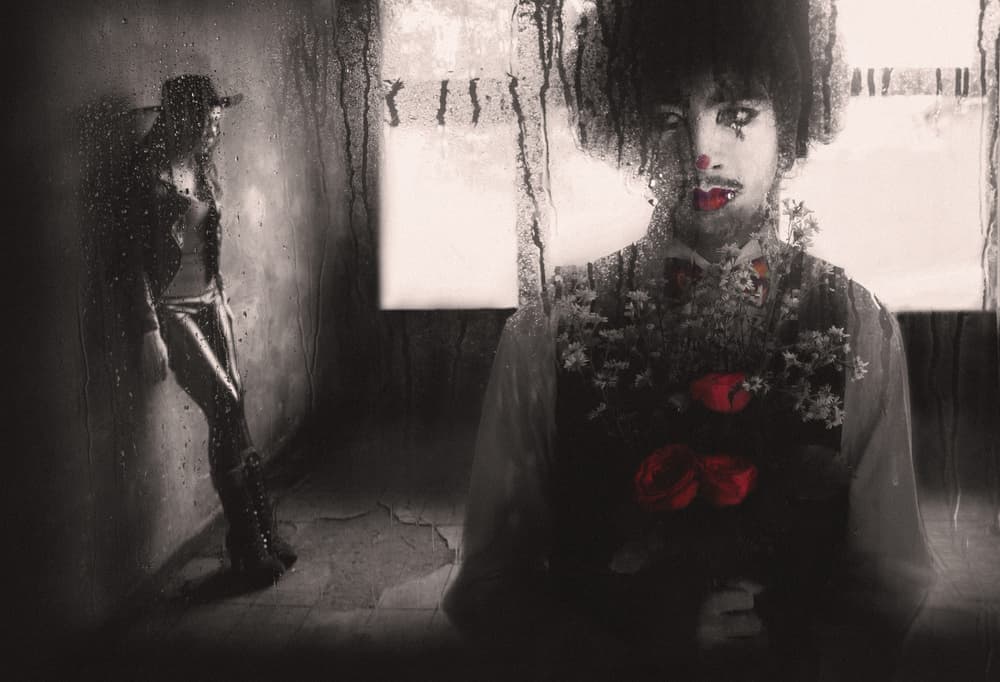 Melancholy Clown Portrait by Sebastian Kisworo — canvas wall art