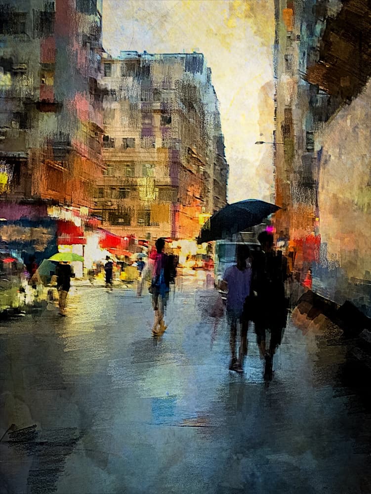 Urban Rain Reflections by Lammakmak — canvas wall art