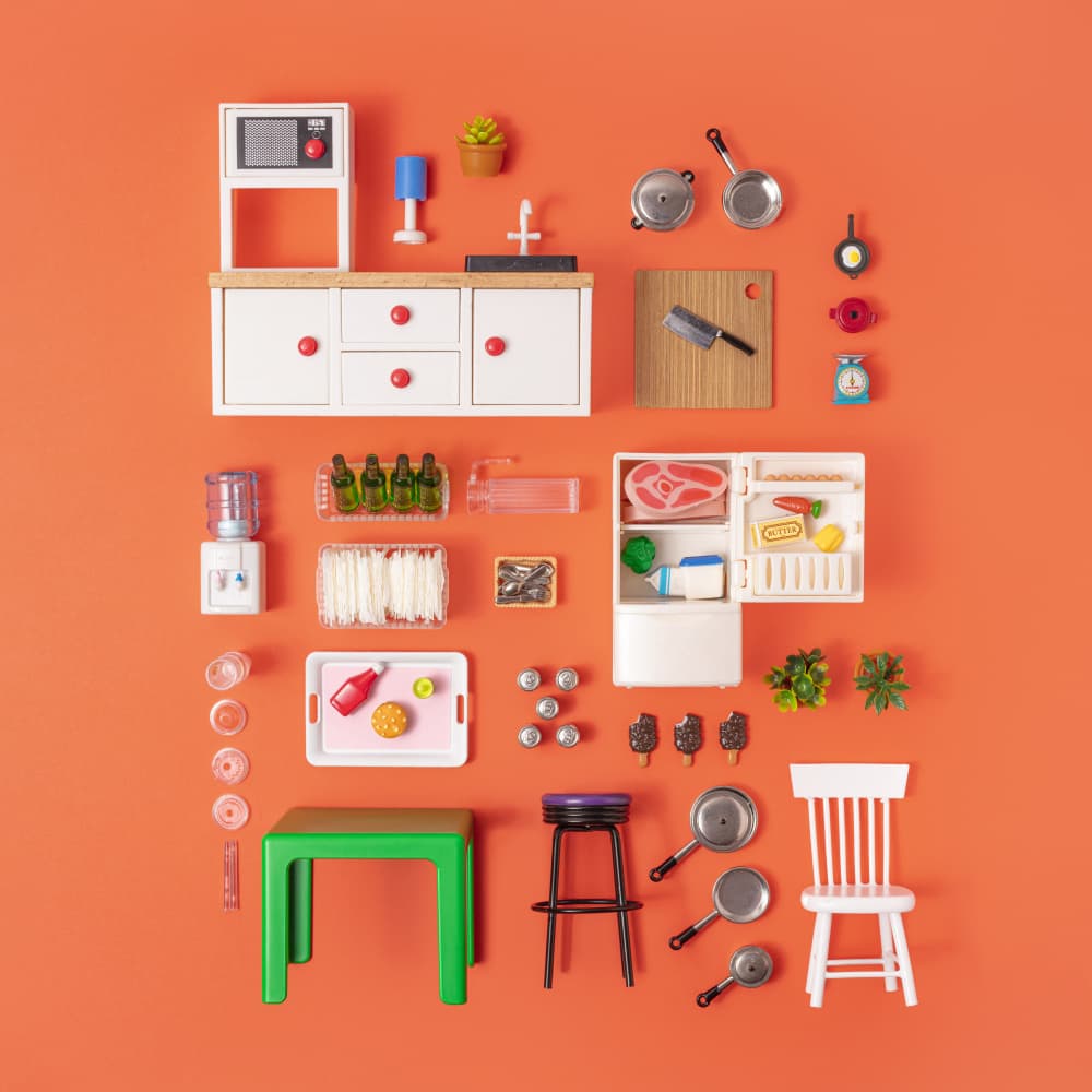 Playful Miniature Kitchen Layout by Julia Ramiro — canvas wall art