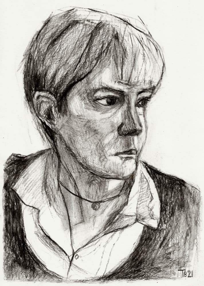Pensive Woman Sketch by Tore Bahnson — canvas wall art