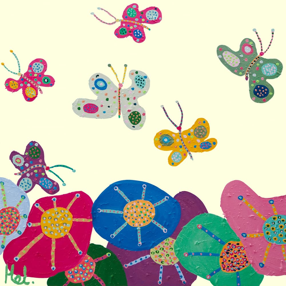 Whimsical Garden Butterflies by Helen Joynson — canvas wall art