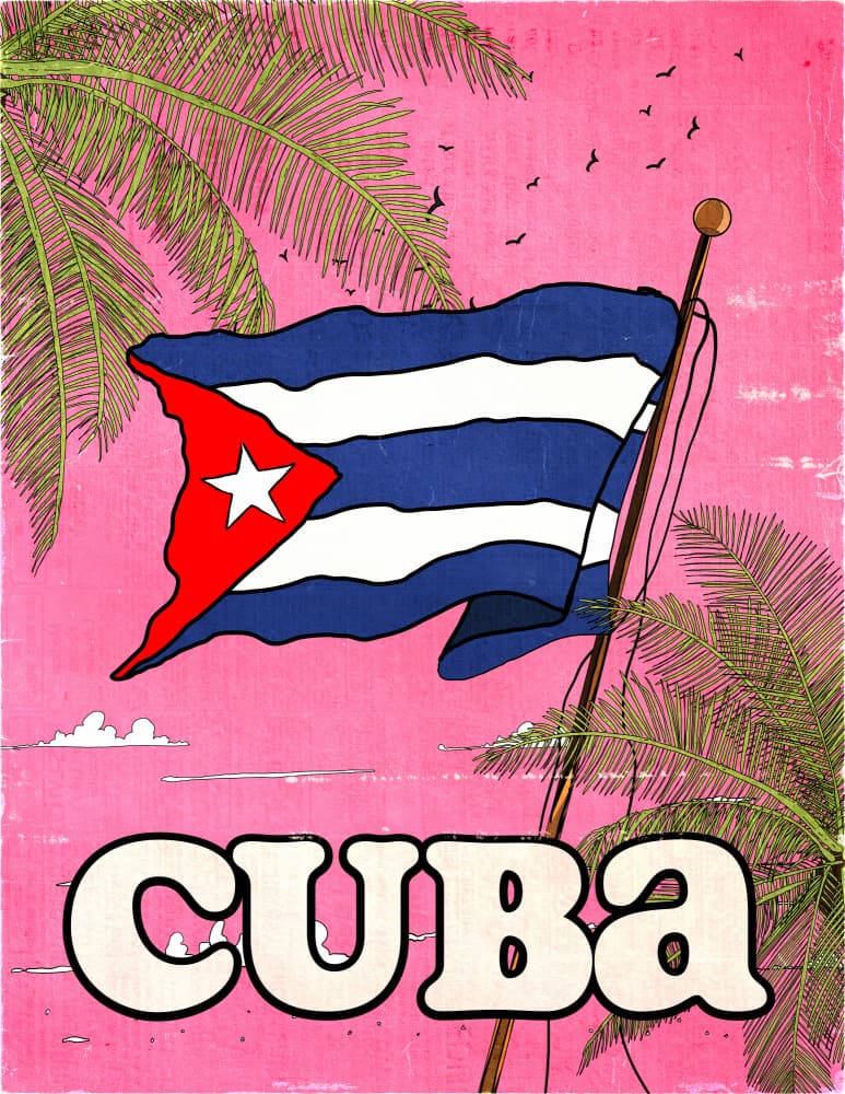 Cuban Flag Tropical Palms by Nicholas — canvas wall art