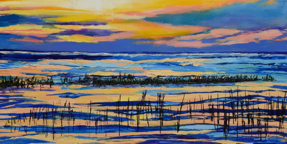 Vibrant Marsh Sunset by Maxine Shore — canvas wall art