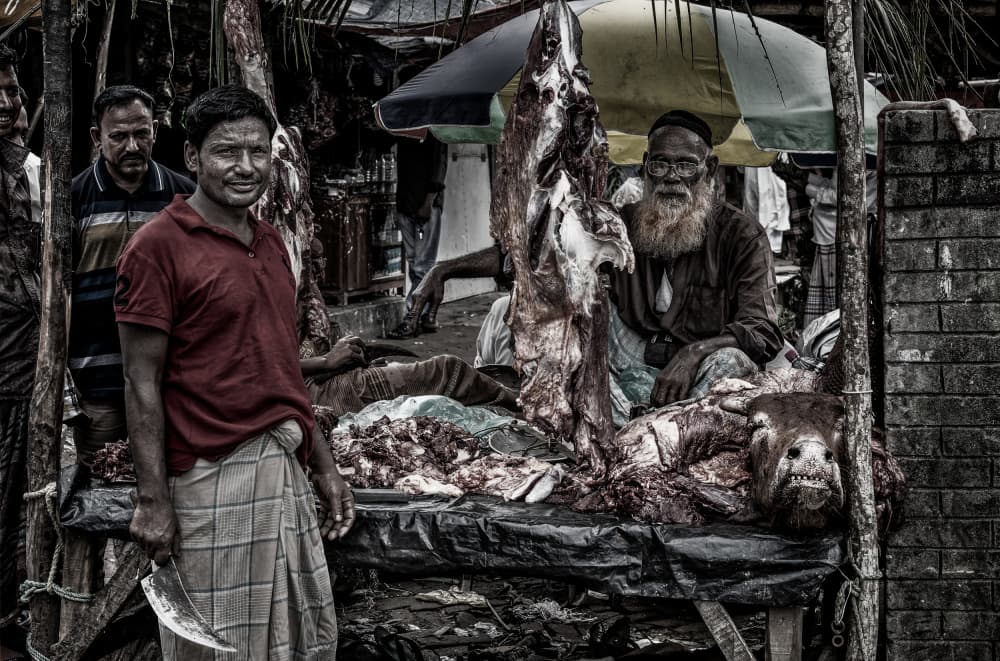 Street Market Butchers by Joxe Inazio Kuesta Garmendia — canvas wall art