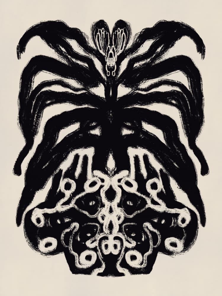 Organic Inkblot Symmetry by Little Dean — canvas wall art