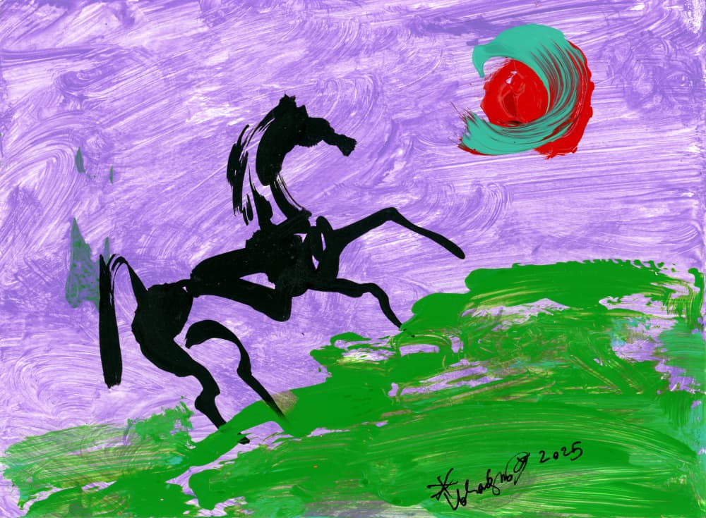 Abstract Horse Purple Sky by Kanat Ibragimov — canvas wall art