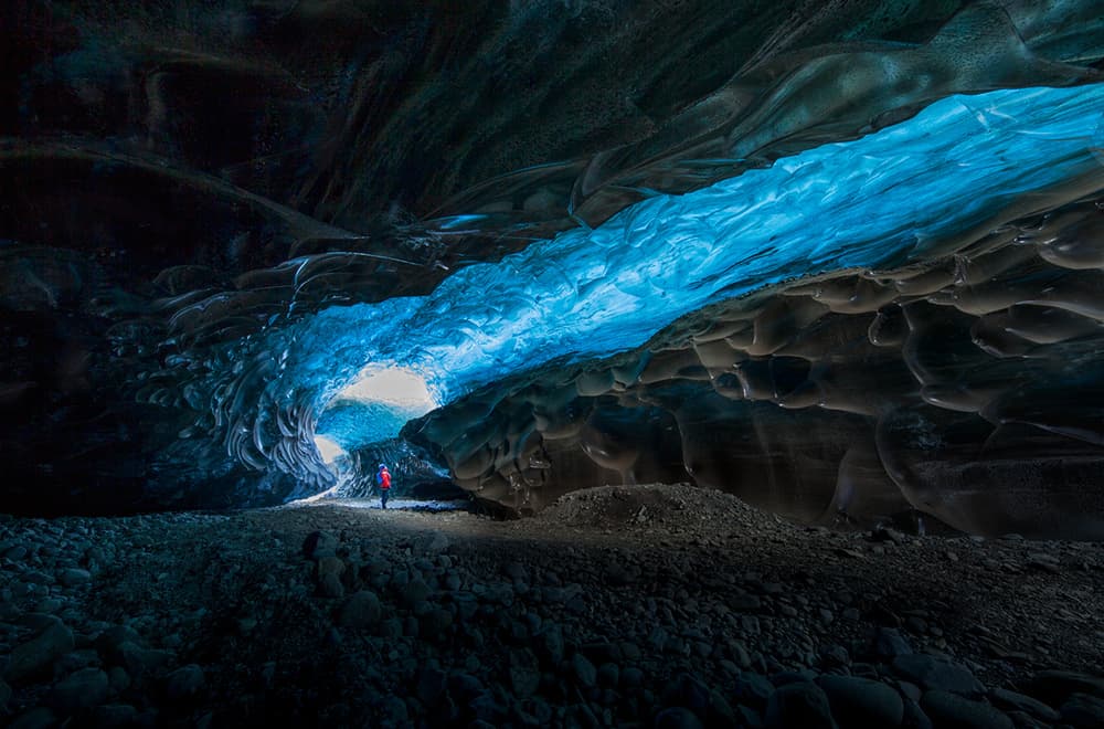 Ethereal Blue Ice Cave by Peter Svoboda MQEP — canvas wall art