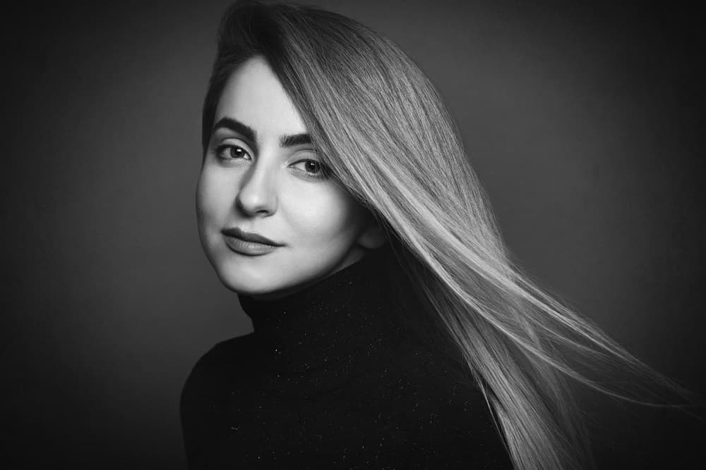 Elegant Monochrome Portrait by Amir Heydari — canvas wall art