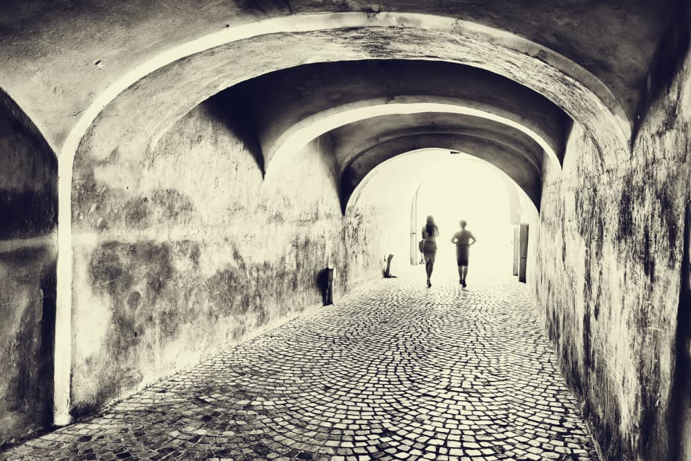 Arched Tunnel Journey by mihai ian nedelcu — canvas wall art