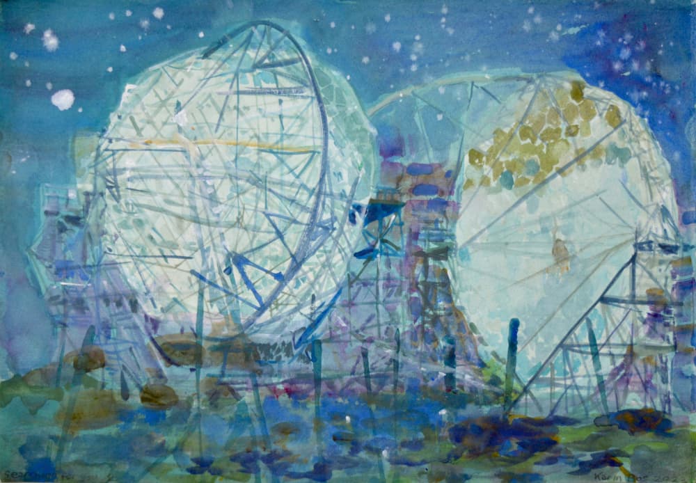 Dreamy Space Observatory by Karin Bos — canvas wall art