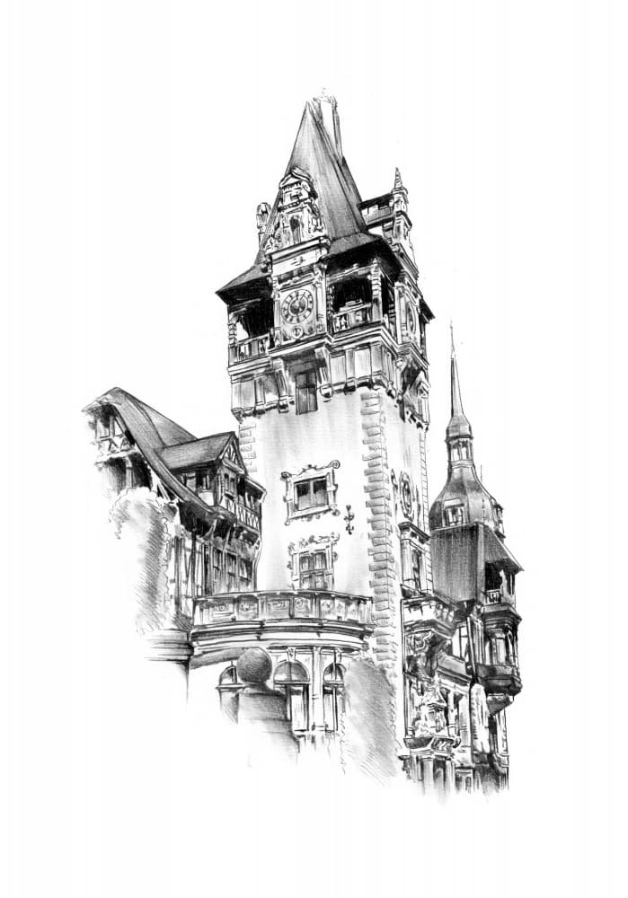 Elegant Castle Sketch by Kulik — canvas wall art