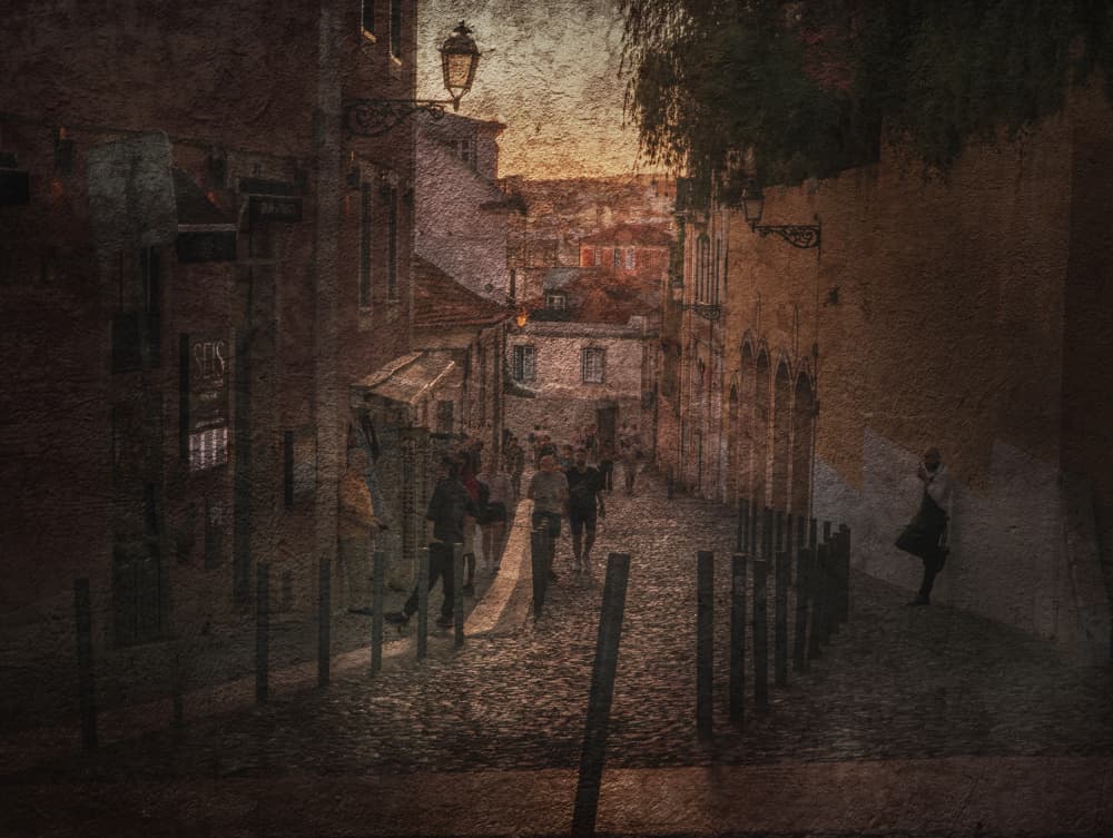 Cobblestone Street Evening by Rachel Pansky — canvas wall art