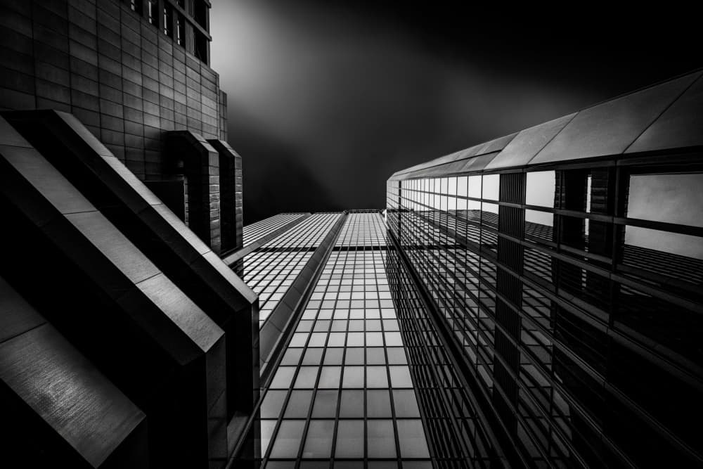 Black and White Skyscrapers by Gerard Valckx — canvas wall art