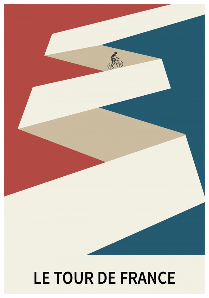 French Cycling Mountain Climb by Paperago — canvas wall art