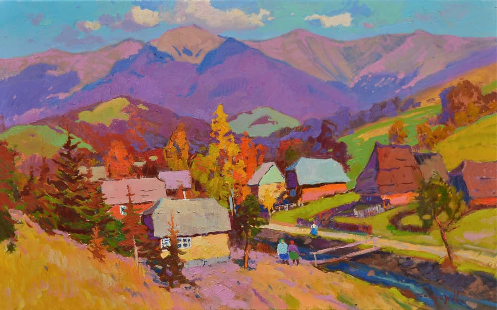 Autumn Mountain Village by Alexander Shandor — canvas wall art