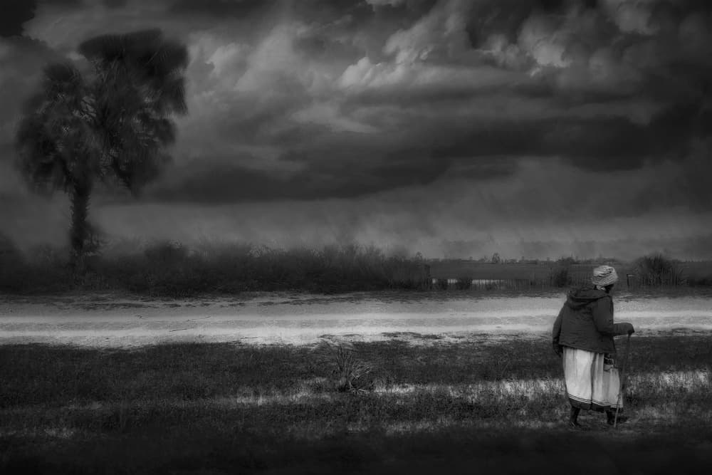 Elderly Woman Stormy Sky by Jan Donckers — canvas wall art