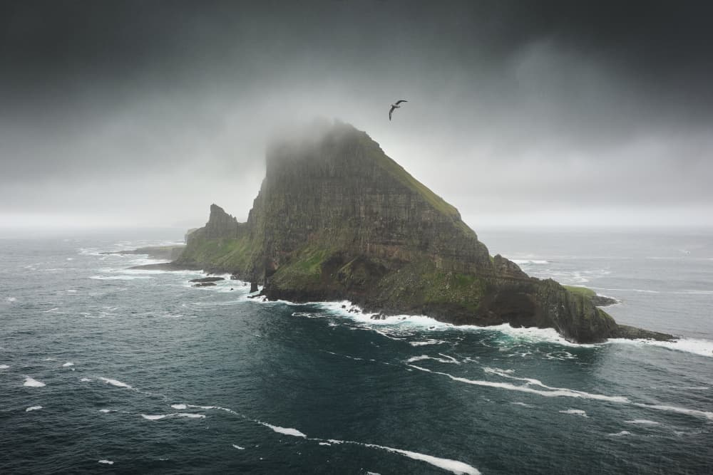 Misty Island Cliffs by Hamed Bank — canvas wall art